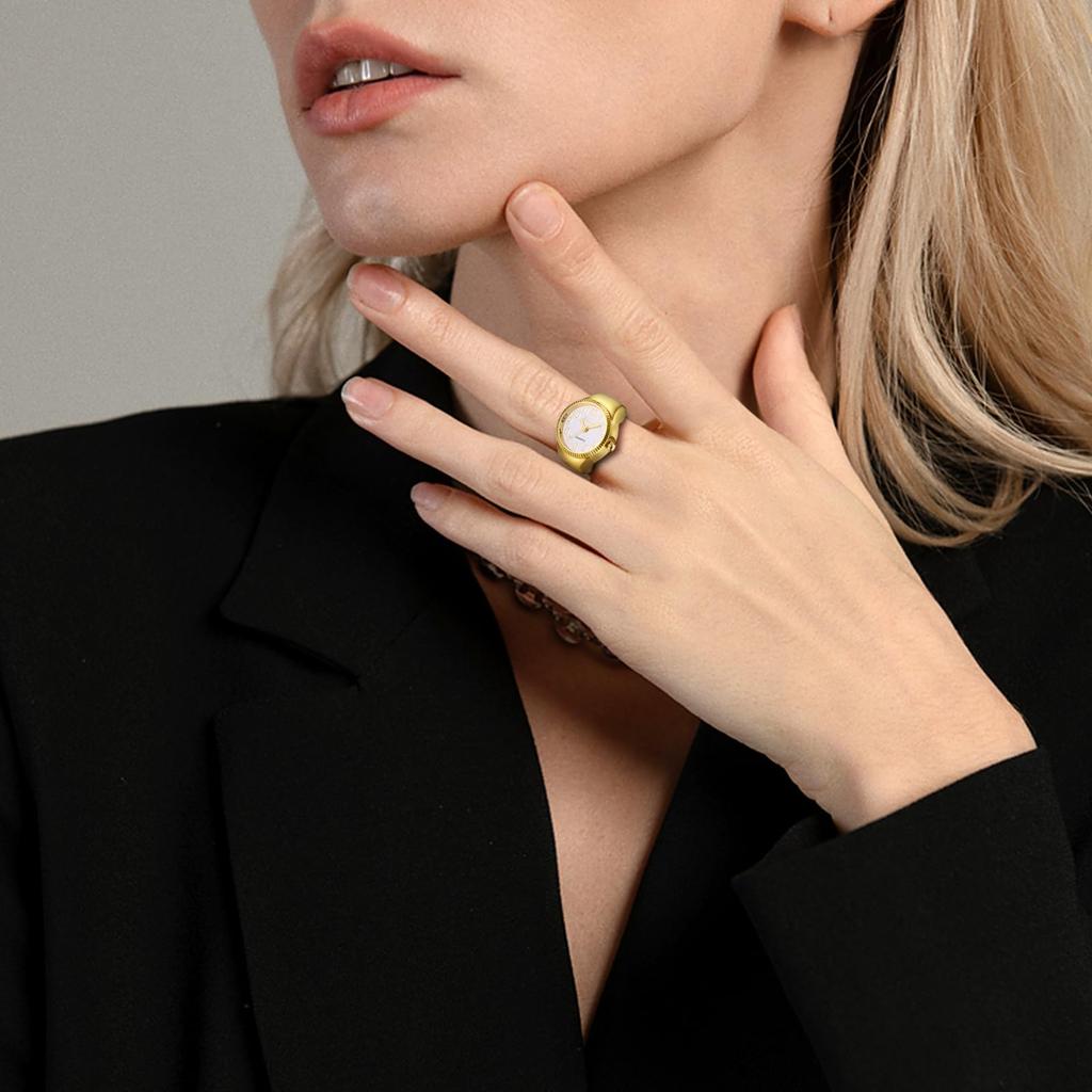 Ring Watch Ring Fashionable One Size Fits Stainless Steel Ring Watch Analog Waterproof Simple Quartz Watch Gold Silver Fashion Accessory Birthday