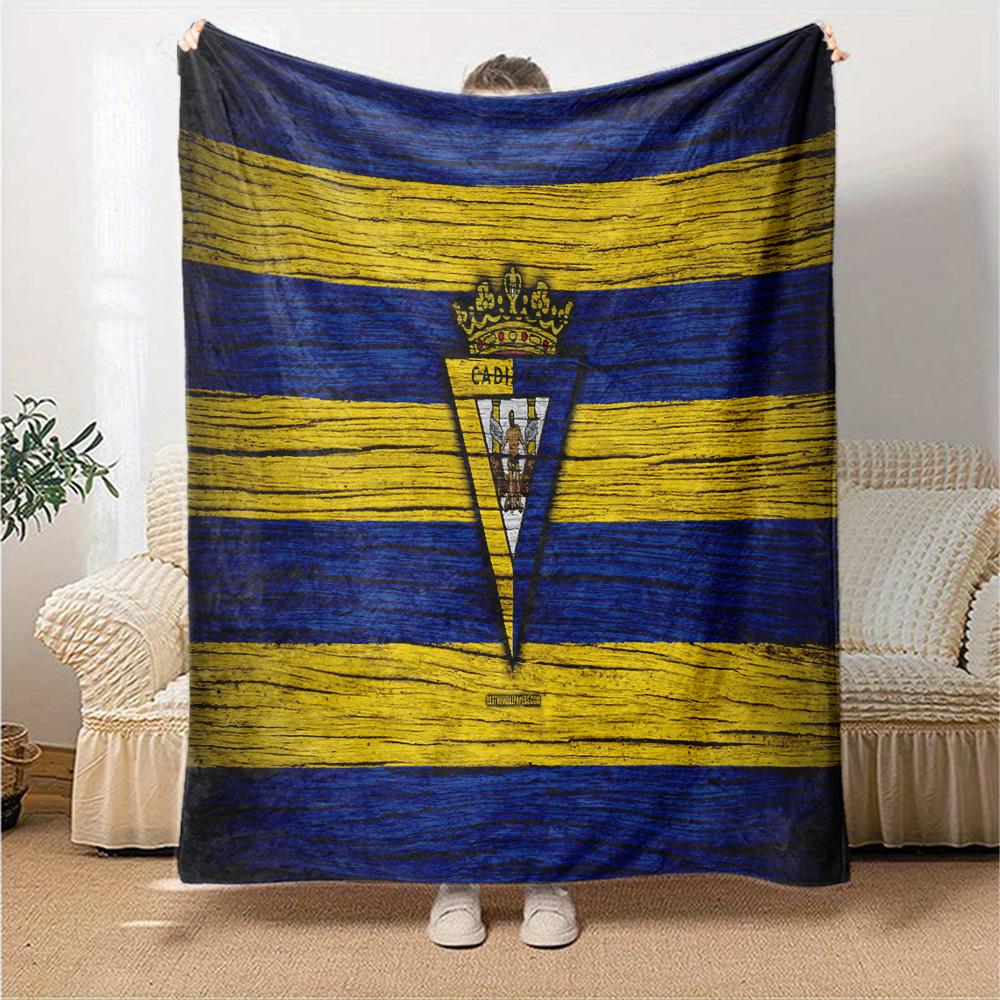 Cadiz Cf Badge Design Flannel Blanket, Soft Polyester, Modern Design, All-Season for Camping, Travel, Gifts for holidays or birthdays