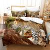 3D Tiger Leopard Pattern Bedding Set Ties Wild Animal King of The Jungle Theme Duvet Cover  for Boys Teens Gifts Full Size