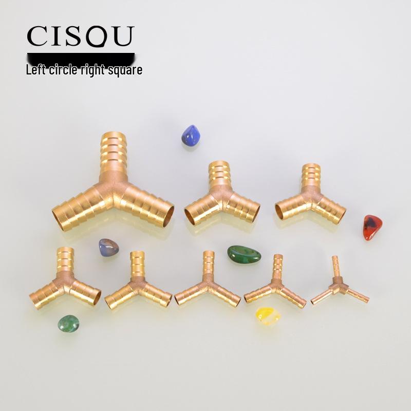 Медный Y-образный соединитель для мягких, резиновых и кожаных шлангов (Размеры: 4мм-19мм)