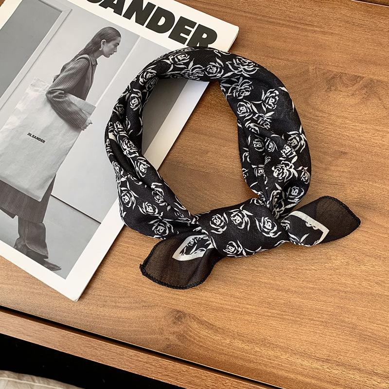 Silk Scarf Neck Small Square Scarf Spring and Summer New High-end Silk Scarf Bag Strap Headscarf Headband Waist Belt Streamer