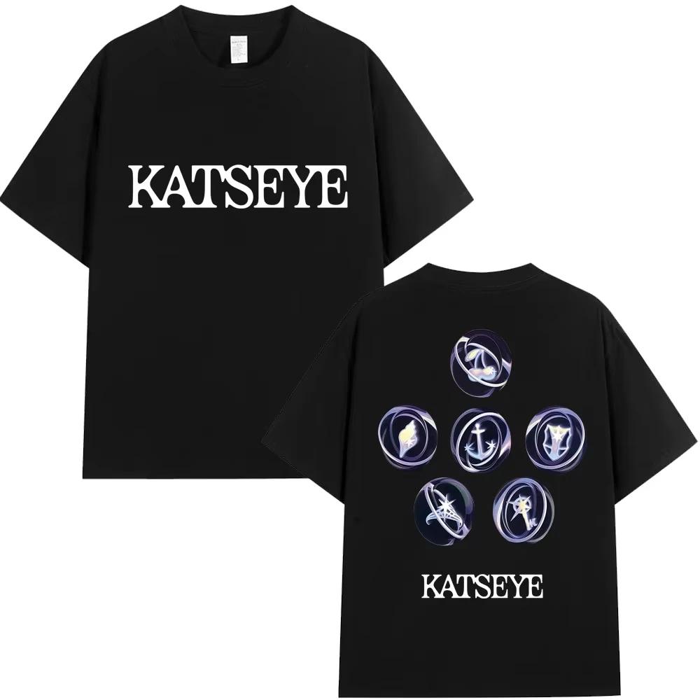 Kpop Katseye Логотип Графическая Футболка Мода Поп-Музыка Мужская Женская Корейский Стиль Футболки Большого Размера Хлопок Повседневная Футболка Уличная Одежда