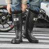 High Tube Rain Shoes Men's Non-slip Waterproof Fashion Medium Tube Rain Boots Warm Rubber Shoes Kitchen Work Long Tube Water Shoe Cover Shoes