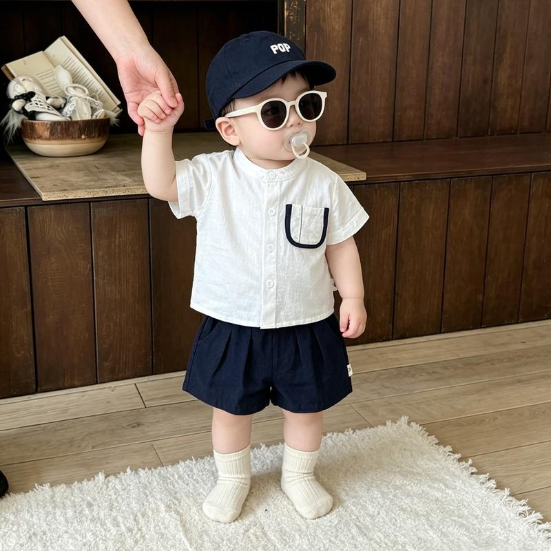 Summer Han Fan Baby Boy Summer Suit Infant And Toddler Pure Cotton Breathable Short Sleeve Shorts Two-Piece Set Summer Outfit