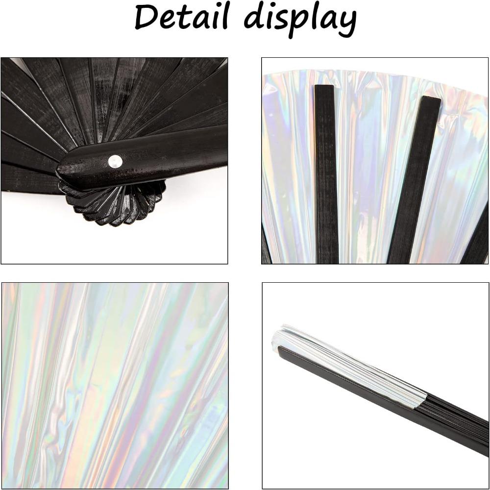 Большой серебристый лазерный рейв веер ручной серебристый веер-хлопушка для вечеринки вечеринки