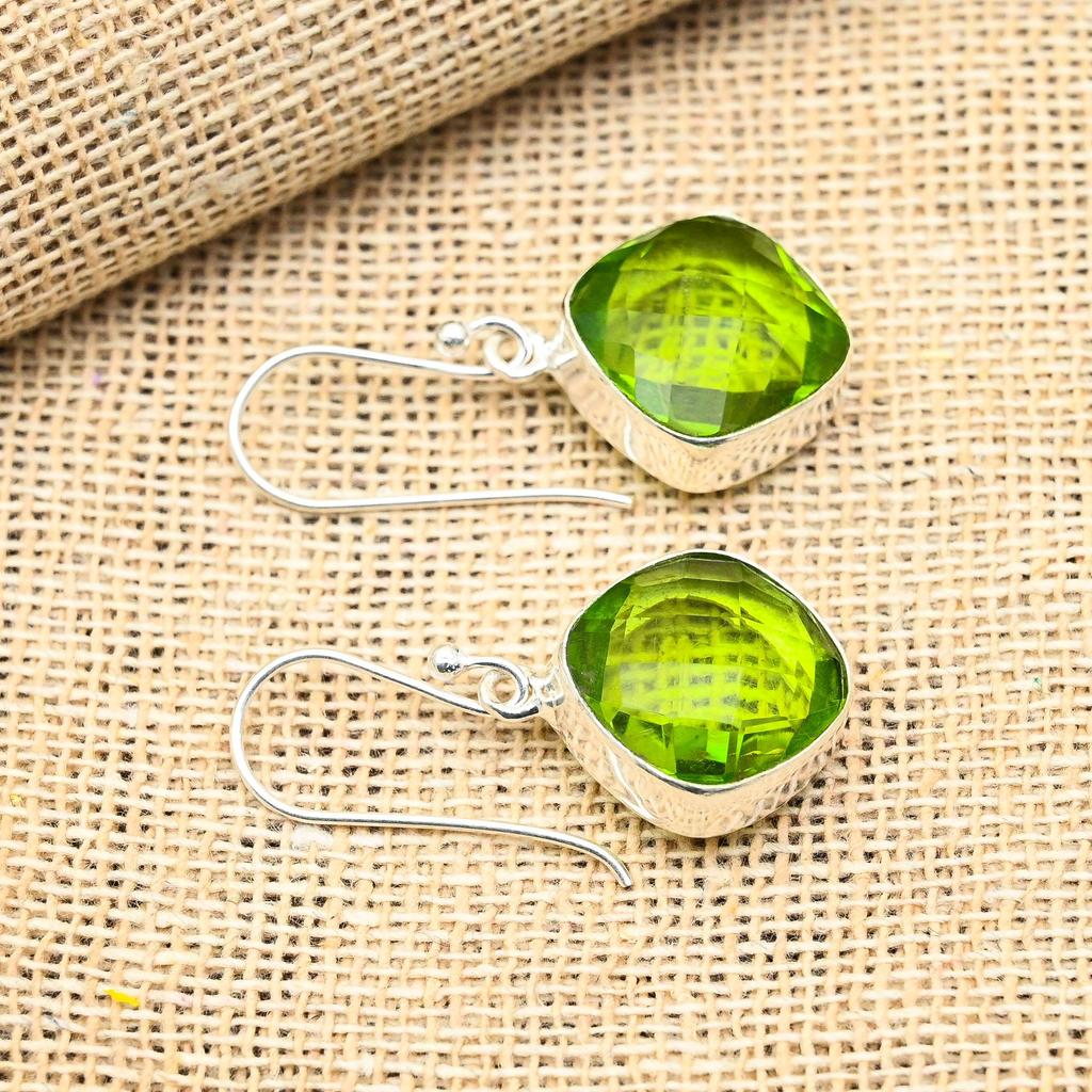 Ювелирные серьги ручной работы из стерлингового серебра 925 пробы с драгоценным камнем перидот для женщин