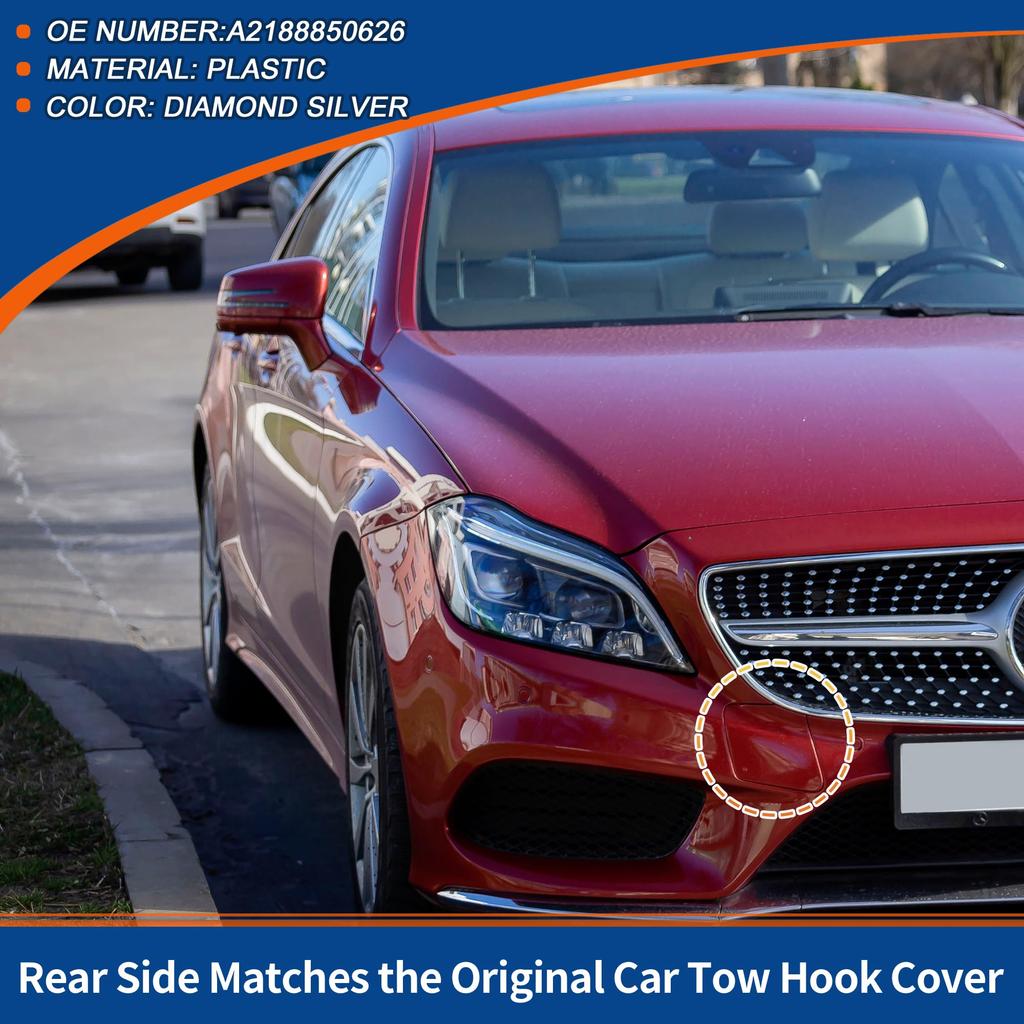 ACROPIX Передний буксировочный крюк бампера Diamond для Mercedes и Benz CLS W218 CLS550 Часть 1 шт. Крышка, Серебристый, 2015-2018, Номер A2188850626,