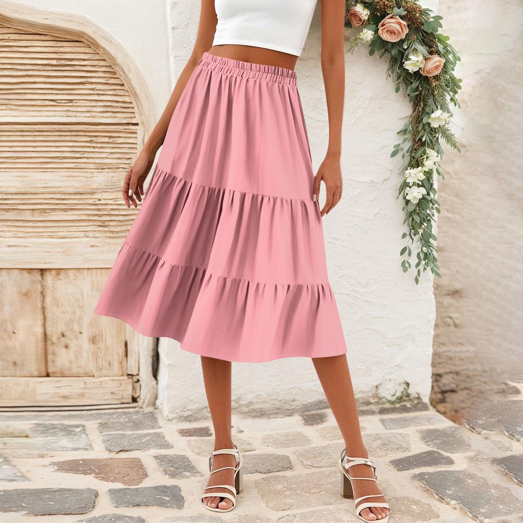 Женская повседневная юбка А-силуэта с завязками на талии, однотонная юбка с карманами