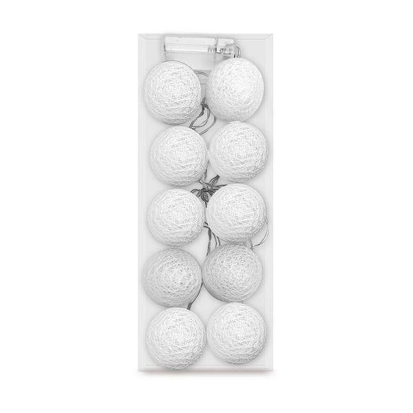 Белая светодиодная гирлянда из шаров на батарейках