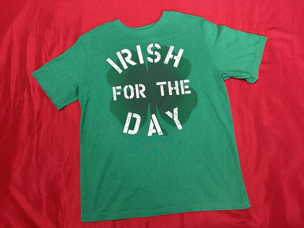 St Patrick039s Day Kids T Shirt Size XL 14/16 Green Short Sleeve Leprechaun Cotton Unisex T-Shirt