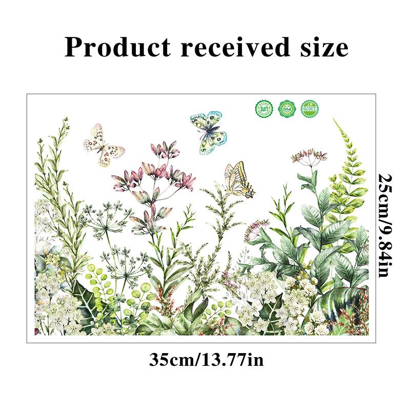 Зеленое растение цветок бабочка настенная наклейка ванная туалет наклейка туалет самоклеящаяся настенная роспись украшает дом украшения наклейки
