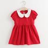 Платье для маленьких девочек, летняя детская одежда для девочек, детские платья с воротником «Питер Пэн» с короткими рукавами для девочек