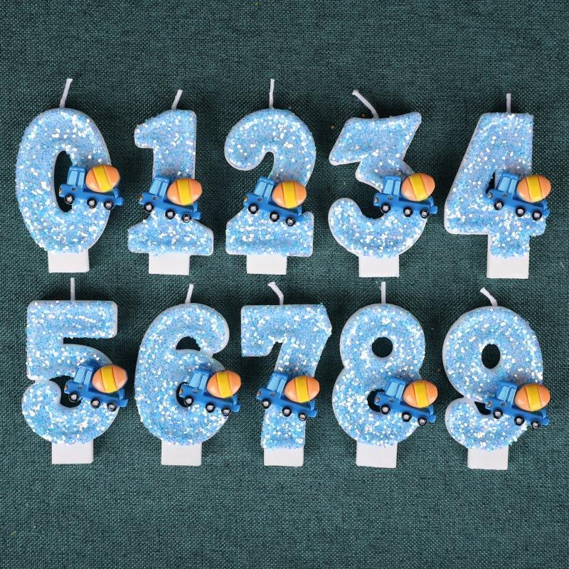 Тема инженерной техники Свеча с номером на день рождения Креативная вставка для украшения торта Свеча с номером ручной работы 0-9