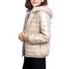 Women Fall Winter Coat Padded Hooded Thick Long Sleeve Warm Solid Color Smooth Slim Fit Zipper Closure Pockets Cardigan Lady Cotton Coat Jacket