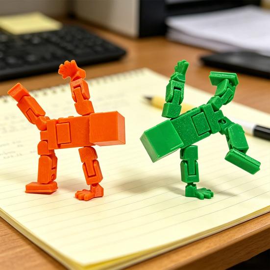 Фигурка кубического робота, напечатанная на 3D-принтере, с подвижными суставами. Игрушка-антистресс в виде кубического человечка, украшение для дома, офиса, рабочего стола.