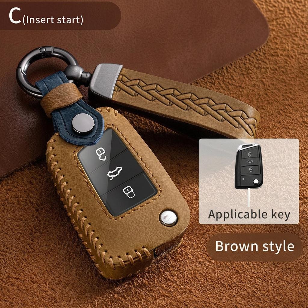 Leather Key Fob Case For Volkswagen VW Golf 4 5 6 8 Polo Passat B7 B8 Tiguan Jetta Passat ID.3 ID.4 Key Cover Protector Shell