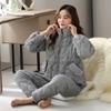Пижама женская зимняя трехслойная утолщенная флисовая тканая хлопковая с подкладкой осенне-зимняя коралловый флис верхняя одежда теплая домашняя одежда