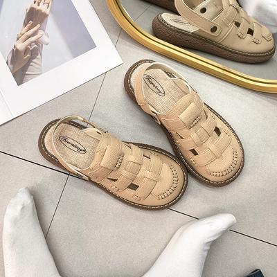 Босоножки Баотоу женские новые сандалии на платформе двойного ношения летом 2025 года, универсальные повседневные и удобные сандалии на плоской мягкой подошве