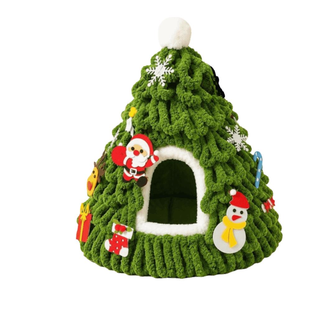 Christmas Tree Design Cat Cave House Warm Cave Bed Xmas Pet Nest Christmas Holiday Gift