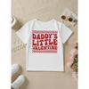 Европейские размеры Девочки Летняя Мода Футболка с коротким рукавом DADDYS LITTLE VALENTINE Клетчатый и Сердечно-глазый Мультяшный Принт Повседневная С круглым вырезом