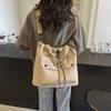 Drawstring Tote Bag Women Solid Color Shoulder Crossbody Bag Underarm Bag