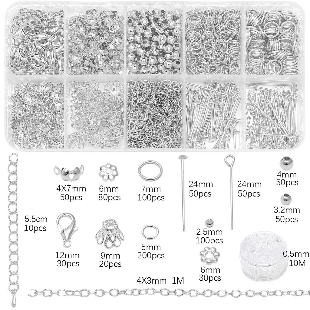 820Pcs Metal Jump Ring Clasps Lobster Chain Spacer Beads Pin Accessories For DIY Jewelry Making