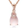 Fashion Women's Necklace, Women's Natural Hibiscus Stone Powder Crystal Lucky Stone Pendant, Silver-plated Jewelry.