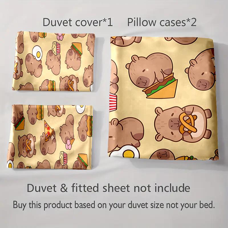 Capybara food illustrations. Bedding Duvet cover sets Duvet covers Pillowcases gifts (1 * Duvet Cover 2 * Pillowcases, without duvet insert)