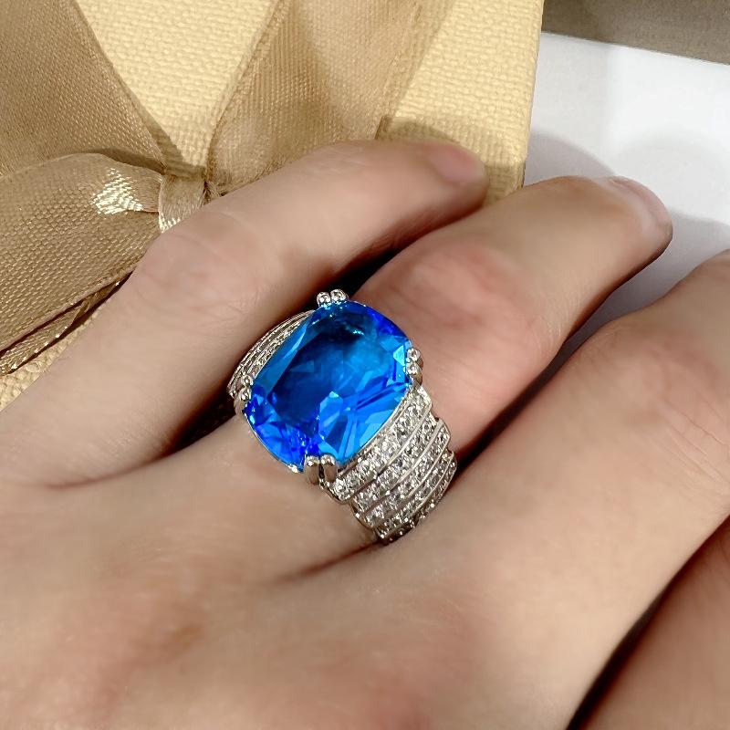Мужское кольцо из стерлингового серебра 925 пробы, аксессуары на палец для парня, подарок на годовщину, супер сверкающий кристалл, квадратное кольцо, мужское ювелирное изделие