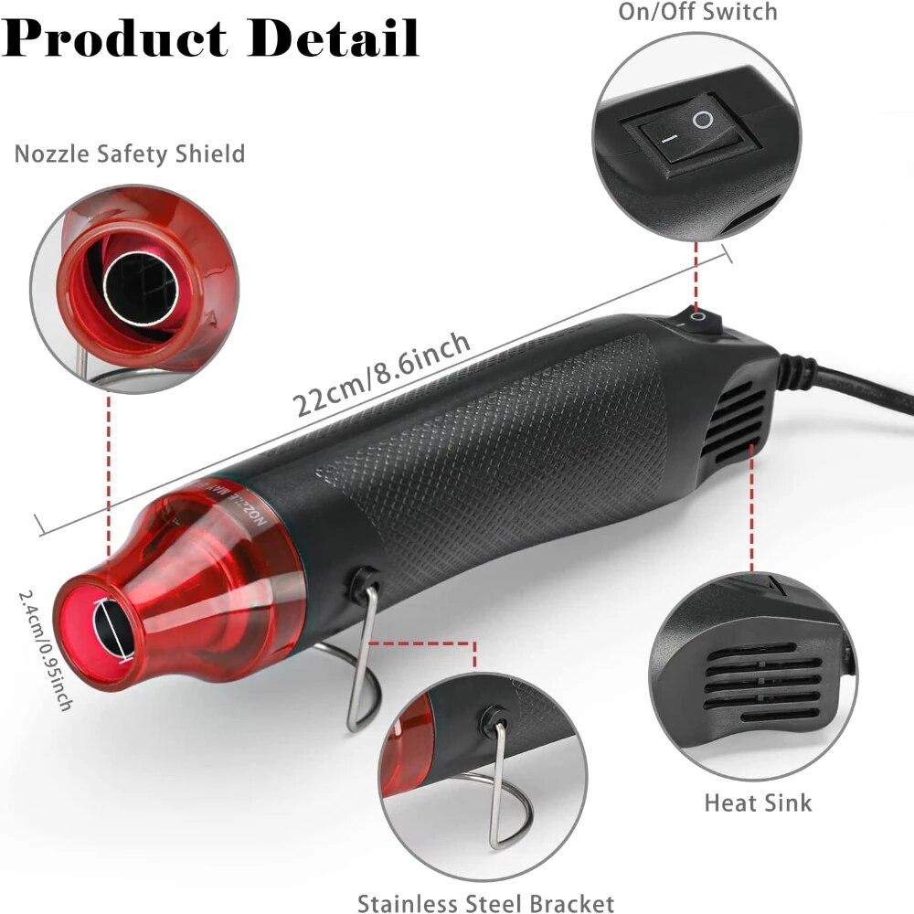 220V/110V Mini Heat Gun Electric Power Hot Dryer Hot Air Gun 300W Heat Temperature Blower Shrink Plastic Soldering DIY Crafts Tool