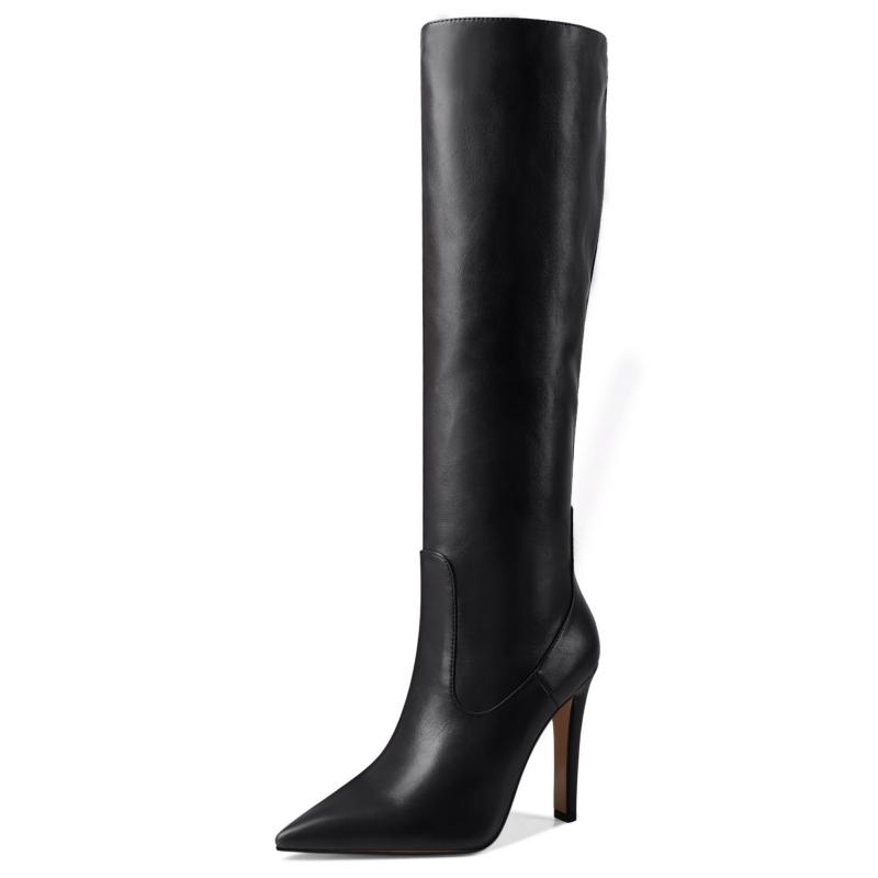 Черные высокие сапоги в стиле вестерн для женщин, сексуальные элегантные сапоги на высоком каблуке, зимние и весенние женские сапоги до колена, длинные туфли челси для женщин