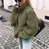 2025 Chunky Knit Batwing Sleeve European-American Semi-High Neck Oversized Sweater