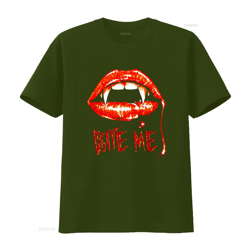 Bite Me Halloween Vampire T Shirtth Costume Shirt Vintage Washed Casual Soft Streetwear Slightly Designer Clothes Comfortable