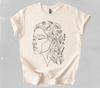 Minimalist Line Art Woman Face Shirt, Wildflower Botanical Tee, Abstract Boho T-Shirt, Aesthetic One Line Drawing, Nature Lover Gift