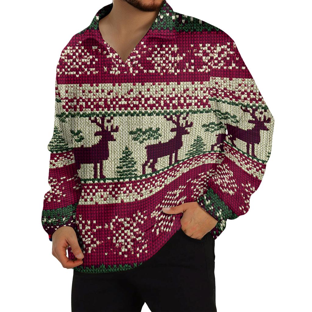 Men's Casual Collared Long-Sleeve Knit Base Layer Top