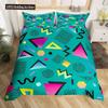 Retro Memphis Style Duvet Cover Set Galaxy Fashion Style Geometric Shapes Bedding Set Full,Hipster Old Fashioned Comforter Cover