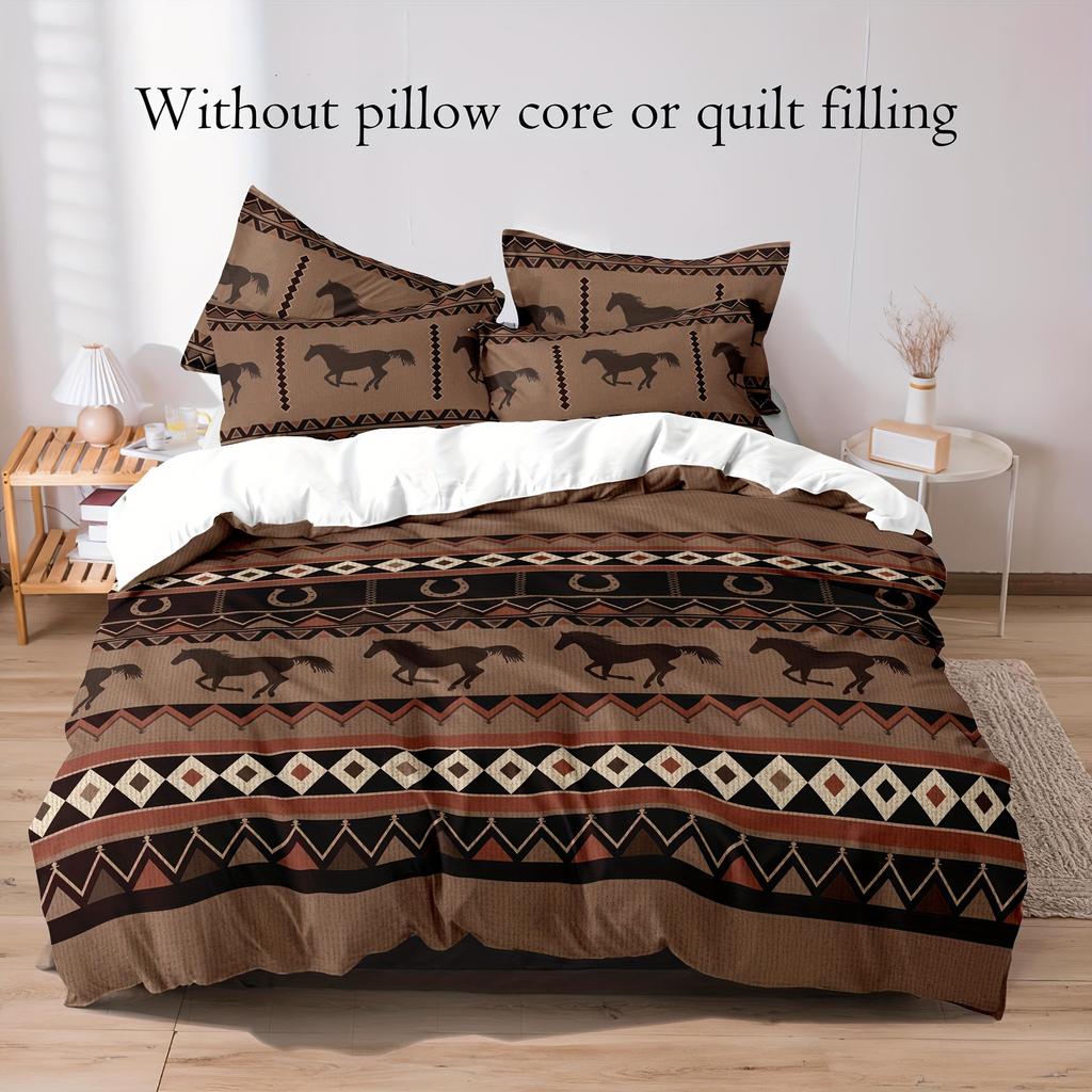 Western Rural Fengma Printing Three-piece Quilt Cover Sheet Bedding Home Textiles Europe and America