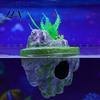 Natural Underwater Forest Scenery Floating Rock Aquarium Decoration, Realistic Moss Ornament with Small Fish Tank Accessories Cave, Hideout