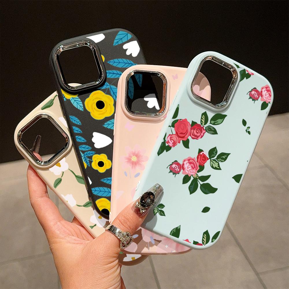 Solid Color Silver Edge Lens Fatty Casing Soft TPU Liquid Silicone Cover Shockproof Phone Case for Xiaomi Redmi Samsung