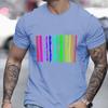 New Summer Men's Fashion T-shirt Personality Color Barcode Printed Men's T-shirt Top