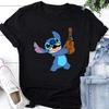 2025 Унисекс Футболка Cogue Lilo and Stitch Принт Унисекс С коротким рукавом Футболка с коротким рукавом Модная Повседневная Большой Размер