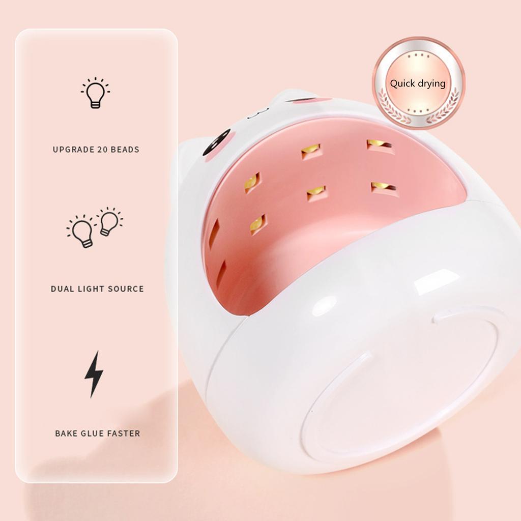 Симпатичная мини-светодиодная УФ-лампа в форме кошки для быстрой сушки, портативная лампа для ногтей, 8 шт., светящиеся шарики, быстросохнущий лак для ногтей