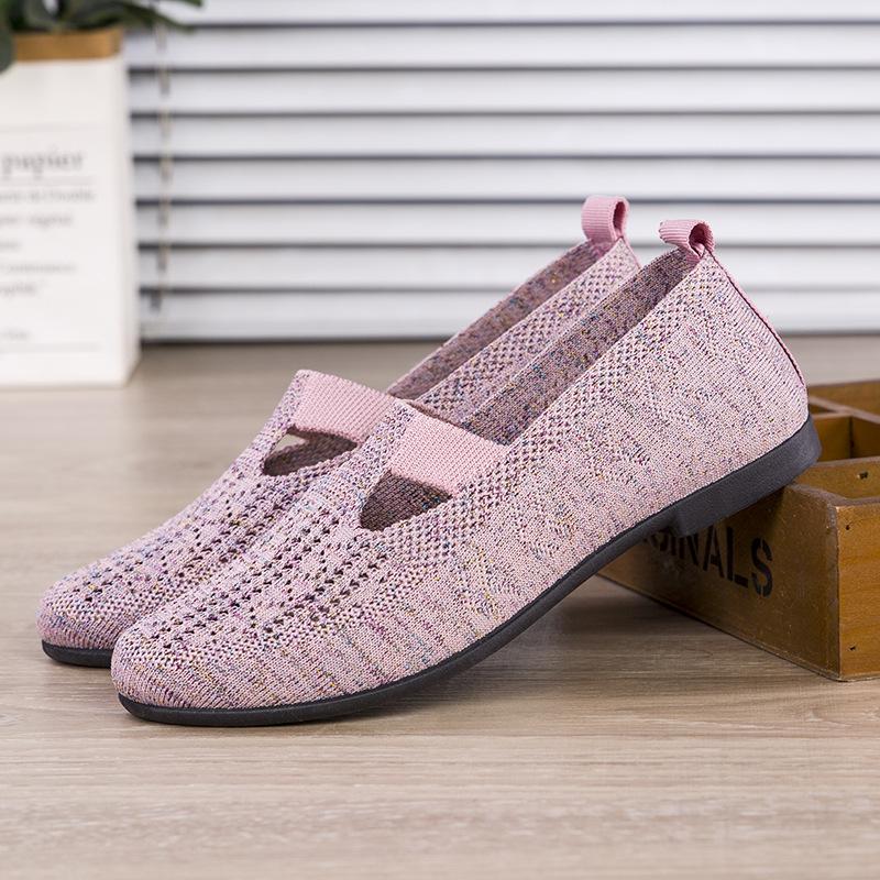 Летние новые женские туфли из хлопчатобумажной ткани, дышащие и удобные, для мам среднего возраста, модная повседневная обувь, женская обувь для поездок на работу, эластичная женская обувь