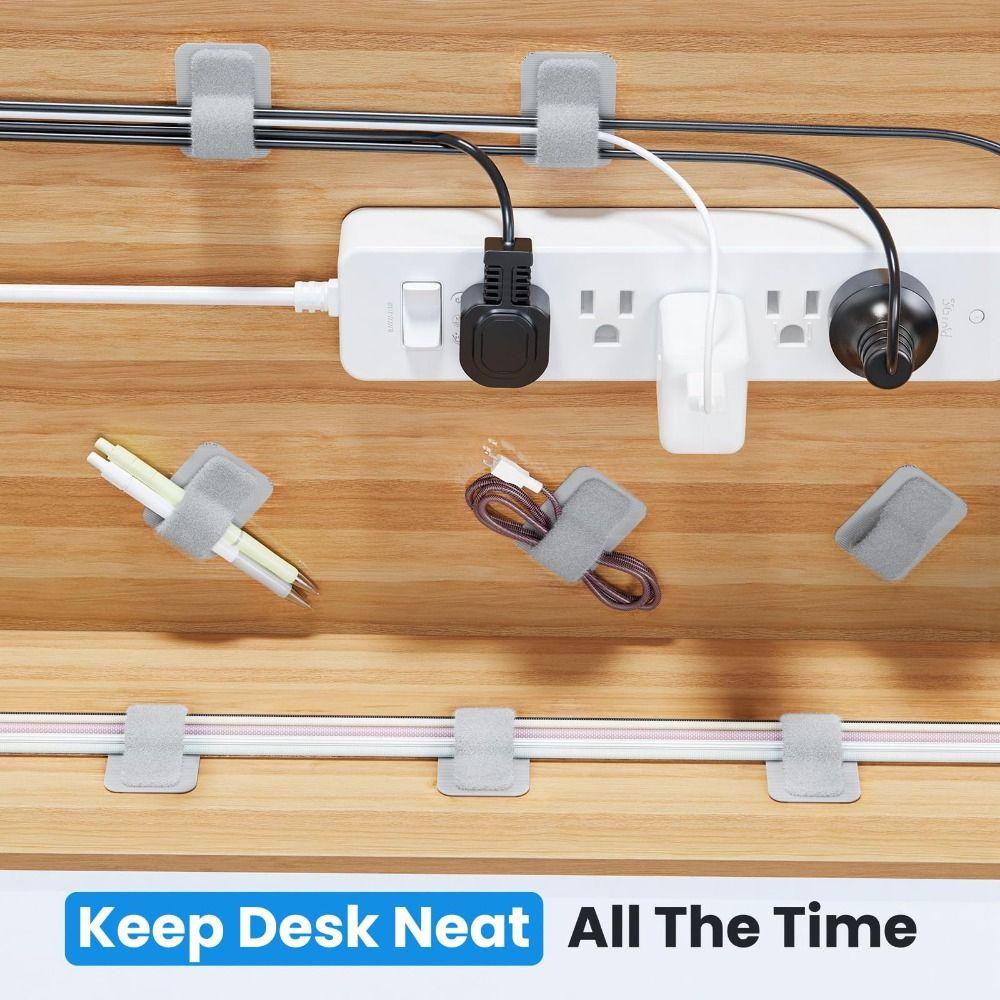 10Pcs Under Desk Cord Organizer Adjustable Data Cable Storage Space Saving Cable Organizer  Wall