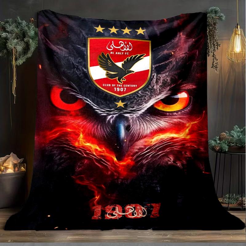 1PC Al Ahly FC Printed Soft Flannel Blanket Throw for Adult Bedroom Living Room Sofa Camping Travel Fan gifts Christmas Gifts