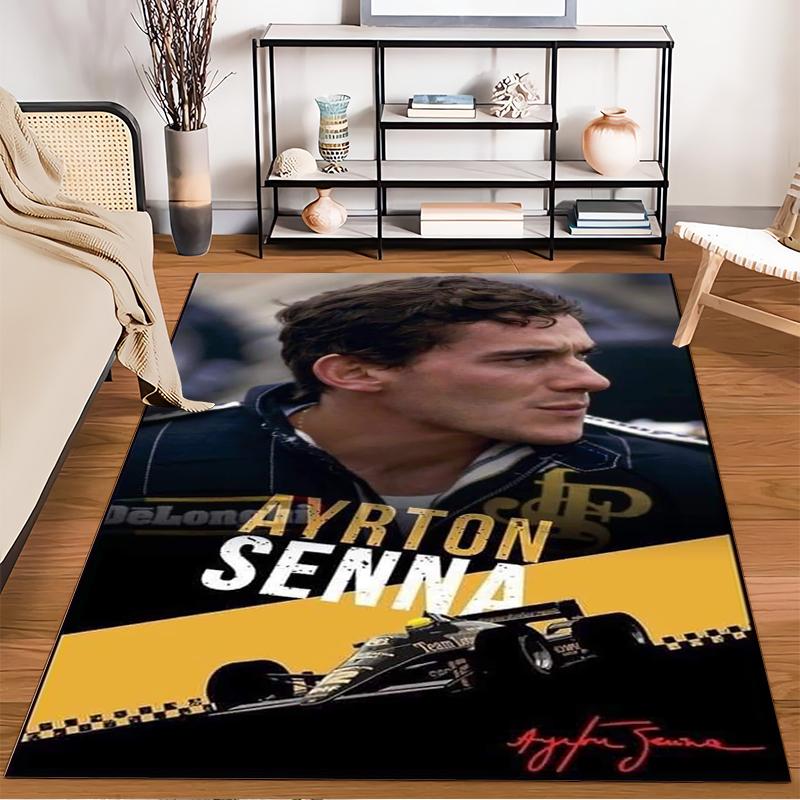 Bold Racer Portrait with Signature" Non-slip rug suitable for living room and bedroom sofas.