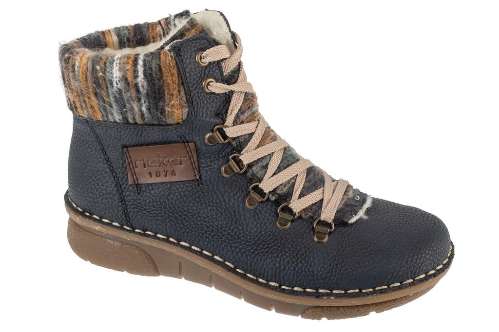 Rieker Booties, Womens navy Lace-up shoes