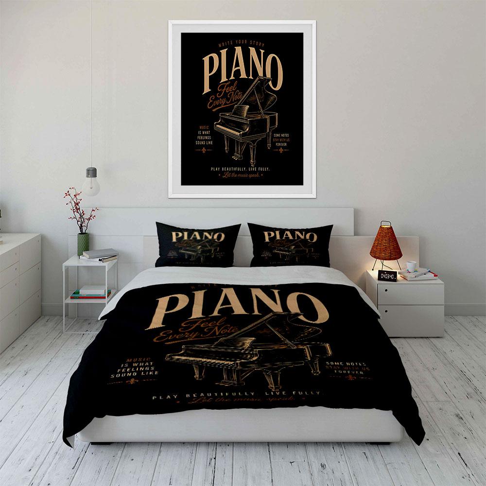 Piano Feel Every Note Design Bedding Duvet Cover Set Duvet Cover Pillowcases (1*Duvet Cover 2*Pillowcases, without duvet insert)