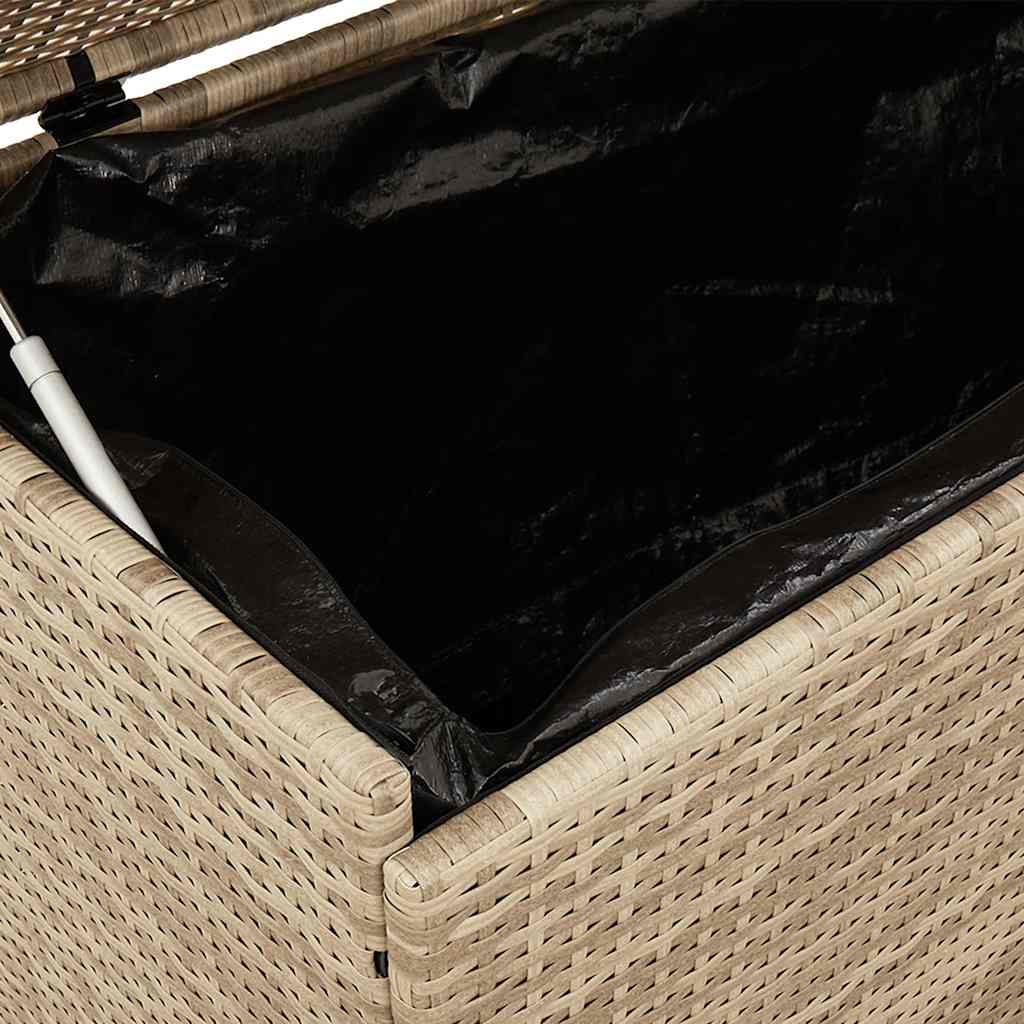 Garden Storage Box with Wheels Beige 160 x 55 x 75 cm Poly Rattan