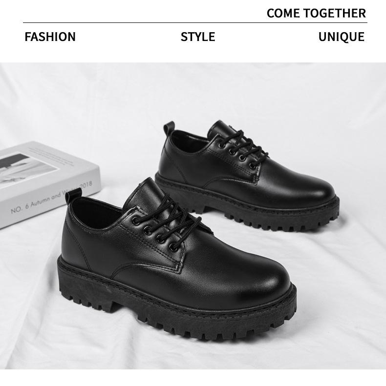 Мужская повседневная деловая кожаная обувь Осень 2024: Модные водонепроницаемые ботинки Мартинс в британском стиле